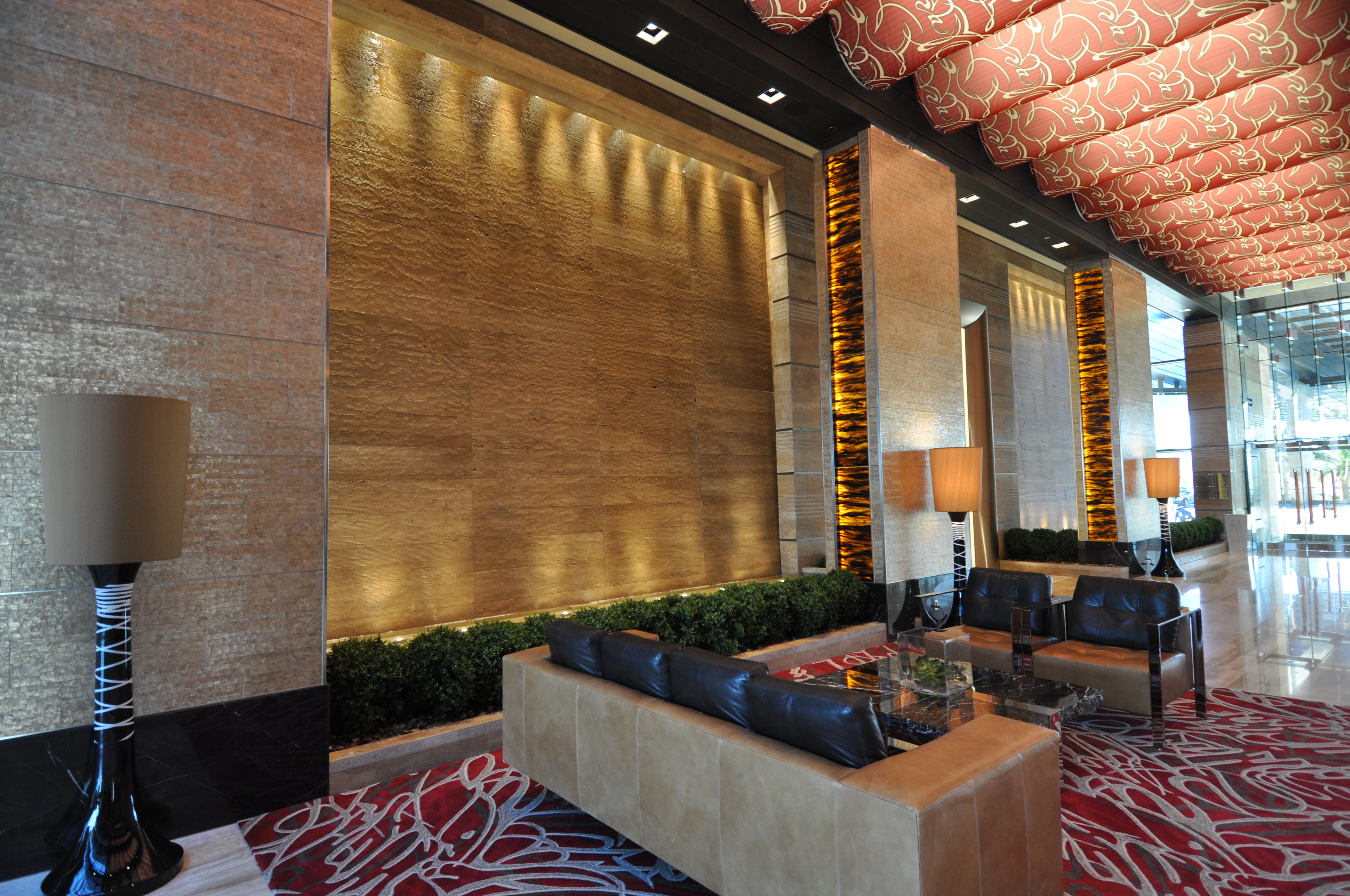 Lobby water wall at the M Resort Spa Casino, Las Vegas, NV.