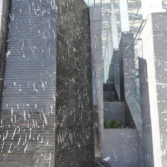 23ft Tall Cut Granite Water Wall, Greensboro Station, McLean, VA.