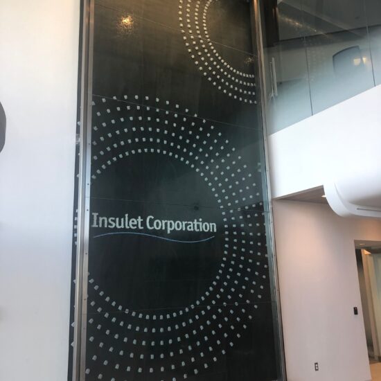 20 ft Tall Water Wall With Logo at Insulet Corporation, Acton, Massachusetts